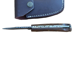 Cuchillo de Acero de Damasco con Hoja de Punta Caída y Mango de Madera, Cuchillo de Caza de Borde Recto, Espesor de 0.6mm, Hoja Fija, Cuchillos de Bolsillo - Product Image 2