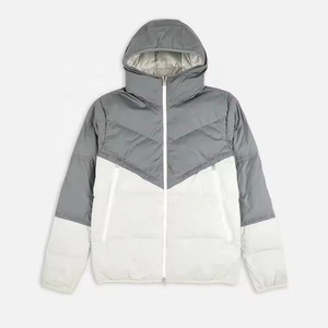 New Arrival Coated Long <b>Thin</b> Front Logo Hooded Puffer <b>Jacket</b> Men's Winter High Quality Windproof & Breathable Puffer <b>Jacket</b> - Product Image 1