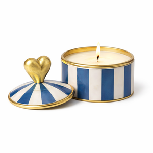 Pot à bougie de luxe en métal avec incrustation de nacre, support décoratif haut de gamme pour bougies chauffe-plat avec bord doré, contenant à bougie artisanal de designer pour la maison - Product Image 5