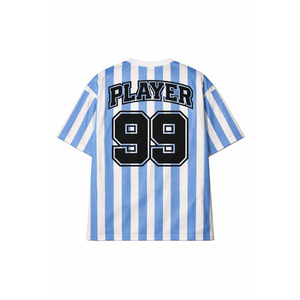 Maillot de football américain surdimensionné rayé Y2K en mesh, avec numéro graphique vintage, style streetwear hip-hop, personnalisable - Product Image 4