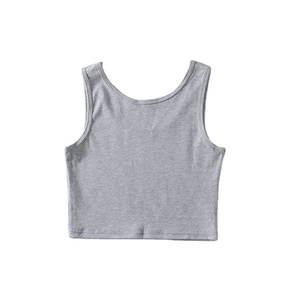 Vente en gros de débardeurs sans manches 100% coton pour femmes sexy débardeurs couleur unie hauts courts noirs gilet avec votre logo 2025 - Product Image 2