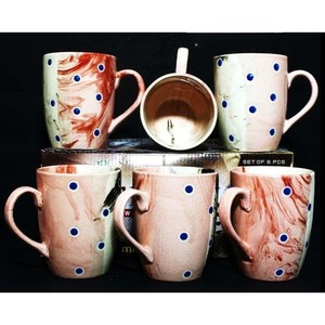 Classic Polka Swirl Ceramic Milk <b>Mug</b> <b>Set</b> Made in India - Product Image 1