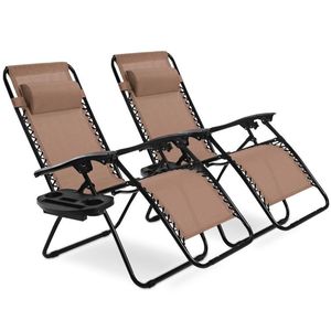 2 Sillones de Exterior Extra Grandes y Resistentes con Portavasos, Tumbonas Premium para Tomar el Sol - Product Image 1