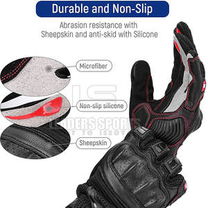 Guantes de Motociclismo de Cuero Impermeables con Pantalla Táctil para Deportes al Aire Libre, Protección Transpirable para la Palma con Cierre de Velcro - Product Image 6