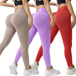 Legency Women's Plus Size Sports Tights Custom Running Solid <b>Pattern</b> New Style Sports Wear with Waist - Product Image 2