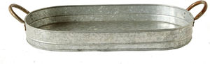 Plateau en métal galvanisé ovale moderne avec techniques artisanales Plateaux décoratifs avec poignées - Product Image 6
