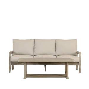 Canapé en bois Hutan de style français, rembourré en tissu, pour salon, avec cadre blanc, idéal pour l'extérieur - Product Image 3