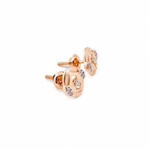 18K Rose <b>Gold</b> Diamond Geometric Stud Earrings for Women High Polish Contemporary Daily Wear Party Jewelry Gift - Product Image 5