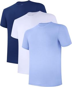 NEXT GARMENTS Camiseta de Algodón para Hombre, Corte Regular, Manga Corta, Cuello Redondo, Color Sólido, Informal, Transpirable, Tejido de Punto, Azul Teñido - Product Image 1