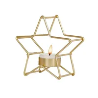 Portavelas Metálico en Forma de Estrella Dorada para Decoración Navideña, Resistente al Calor