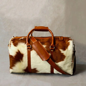 Bolsa de Viaje de Cuero Vacuno Genuino, Ligera y Portátil, Estilo Vintage, con Cierre, Gran Capacidad, Unisex - Product Image 1