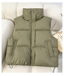 Gilet matelassé unisexe chaud 100% haute qualité coupe-vent d'hiver décontracté sans manches avec col roulé rembourré - Product Image 2