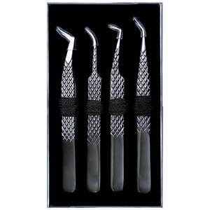 High Quality Stainless Steel Eyelash Extension Tweezers Set Straight Curved Slanted Tip <b>Lash</b> Tweezers - Product Image 5