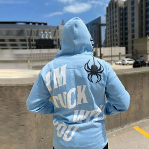 Sweat à capuche streetwear personnalisé de haute qualité, 400g, en molleton 100% coton épais, respirant, écologique, avec poche et impression sérigraphiée - Product Image 3