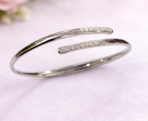 925 Sterling <b>Silver</b> Moissanite <b>Cuff</b> <b>Bracelet</b> Gift For Woman Party & Anniversary - Product Image 1