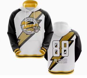 Sudadera con Capucha para Hombre de Hockey sobre Hielo, Estampado Sublimado, Manga Larga, Jersey de Poliéster, Ropa Deportiva, Naranja, Negro, Blanco, Logotipo Frontal - Product Image 1
