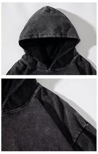 Sudadera con capucha bordada de lana de algodón 100% de calidad Premium parche desgastado recortado lavado ácido diseñador ropa en blanco de peso pesado - Product Image 4