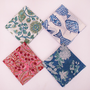 Pañuelos de Algodón Estampados de Lujo con Diseño Floral Vintage y de Peces, Ecológicos, de Alta Calidad, Regalo para Adultos, Cubre Rostro para Damas - Product Image 5