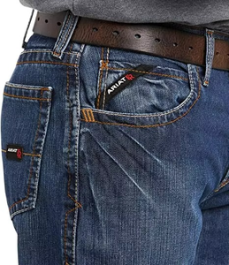 Jean déchiré pour homme grande taille, coupe droite, taille mi-haute, délavé, écologique, séchage rapide, léger, 100 % coton - Product Image 2