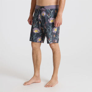 Shorts de bain décontractés pour hommes, séchage rapide, taille à cordon de serrage avec poches, imprimé palmiers, tissu polyester, logo personnalisé, plage, surf - Product Image 6