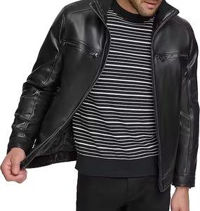 Wholesale Winter <b>Quilted</b> Men Leather Jacket | Breathable Biker Rider Jacket with Zipper | Custom OEM Leather Jackets - Product Image 5