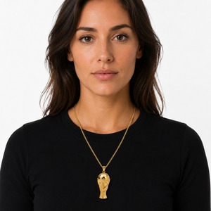 Women's Gold Plated Pendant Necklace With Trophy Design Snake Chain Classic Everyday Wear - Product Image 1