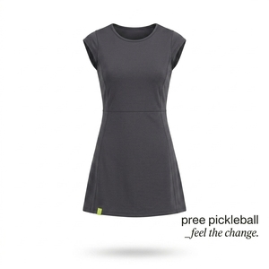 Pickleball Women's Sleeveless Sports Dress O Neck Knitted Quick Dry Above <b>Knee</b> Length regular fit four way stretch activewear - Product Image 2