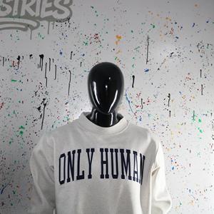 Sudadera ONLY HUMAN con cuello simulado, 450 GSM, nombre personalizado, bordado en aplique, corte holgado, 100% algodón, felpa francesa. - Product Image 4