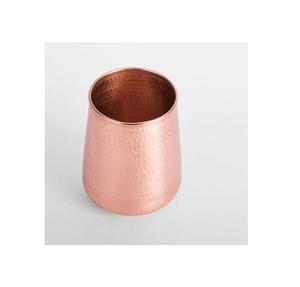Ensemble de gobelets en cuivre rose doré avec corps lisse et arrondi et couvercles argentés – Vaisselle moderne en métal pour la maison et les repas - Product Image 2