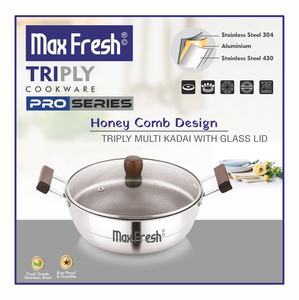 Triple peigne à miel hybride Kadai Multi Kadai manche en bois Kadai - Product Image 3