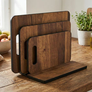 ชุดเขียงไม้ทำมือ 3 ชิ้น สีน้ำตาลธรรมชาติ สำหรับหั่นชีสและขนมปัง อุปกรณ์ครัวสำหรับวางบนโต๊ะ - Product Image 1