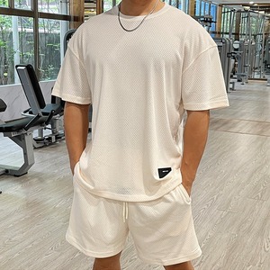 Men's Short Sleeved T-shirt Shorts Solid Color Casual Loose Sports Two-piece Set - Product Image 1