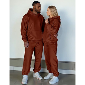 Men Winter Hooded Color Blocking Tracksuit <b>Set</b> Full Zip Hoodie Jogger Pants Casual Sportswear Gym Running Outfit - Product Image 4