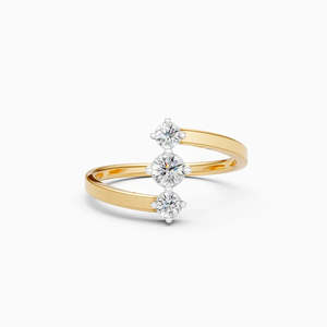 Bague de fiançailles en or jaune pour femme, diamant taille brillant rond, style classique naturel - Product Image 3