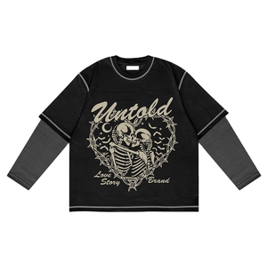 เสื้อยืดกราฟิก Y2K คุณภาพสูง ผ้าคอตตอนหนา 300 GSM ทรงบ็อกซี่ แขนยาวสองชั้น รับผลิตแบบ OEM - Product Image 3