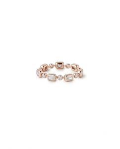 Bague en or véritable 14 carats avec diamant de laboratoire 2,5 carats E VS1, taille radiant et rond, sertie de diamants, style géométrique, bague éternité à maillons de diamants - Product Image 1