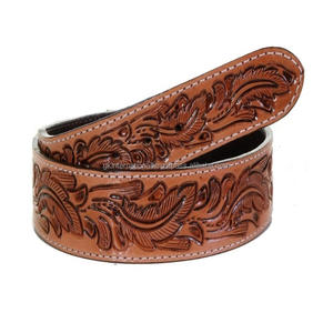 Haute qualité sculpture à la main et peinture plomb gravé pleine fleur véritable ceinture d'outillage en cuir Wetsern pour cowboy cowgirl - Product Image 3