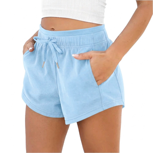 Shorts en coton respirant 100 % pour femmes, 220 GSM, tissu de poids moyen, coupe régulière, shorts de plage amples pour l'été - Product Image 5