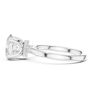 Bague de fiançailles ovale en or massif exquis avec halo de diamants dissimulés, solitaire de laboratoire, bijoux fins unisexes, édition pour occasions spéciales - Product Image 4