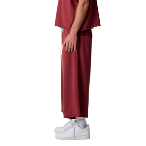 Shorts amples en molleton noir pour homme, coupe 3/4, taille élastique, imprimé graphique latéral, style streetwear décontracté, vente en gros OEM - Product Image 6
