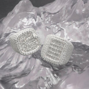 Premium Men's Hip Hop Engagement Gift Iced Moissanite <b>Solid</b> 925 Sterling <b>Silver</b> Rhodium Plated Cluster Baguette Cut Rings - Product Image 5
