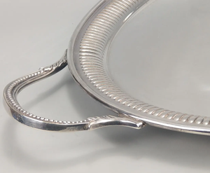 Luxury <b>Silver</b> Finish Hammered Metal Decorative Display Tray with Dual Handles for Jewelry Storage Vanity Organizer <b>Coffee</b> <b>Table</b> - Product Image 3
