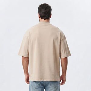 เสื้อยืดคอกลมโอเวอร์ไซส์ผู้ชาย 350 GSM แขนสั้น เสื้อยืดลำลองผู้ชาย ไซส์พลัส เสื้อยืดผ้าฝ้ายถัก สไตล์สตรีท - Product Image 2