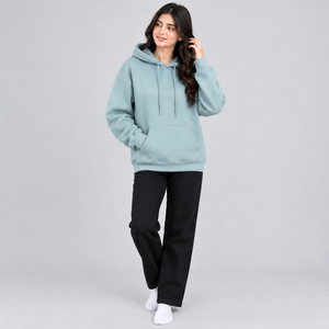 Sweat-shirt décontracté pour femme à double couche, avec capuche structurée, coupe régulière, en molleton de coton doux, manches longues - Product Image 6
