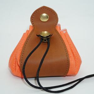 Handmade Leather <b>Dice</b> Cup Brown Classic Style Storage Case for Adult Use with Pink Trim and Drawstring Closure - Product Image 2