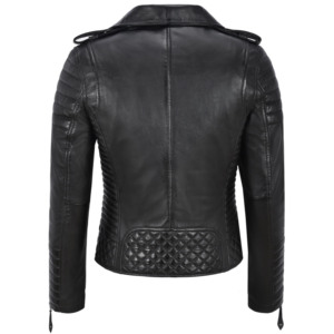 Veste de moto pour femme en cuir Napa 100% véritable, style classique, matelassée, fermetures éclair YKK, couleurs personnalisées - Product Image 3