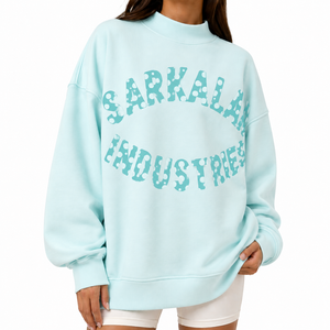 Pull oversize à col montant pour femme en molleton français premium avec poignets et ourlets côtelés, broderie personnalisée, fabrication sous marque privée - Product Image 1