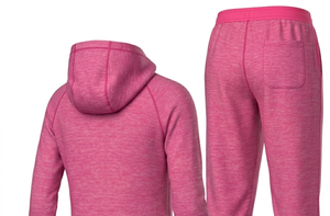 Conjunto Deportivo Unisex Ecológico con Capucha Rosa, Manga Corta, Color Sólido, Pantalones Casuales con Cordón y Bolsillos Laterales, Ropa de Invierno - Product Image 4