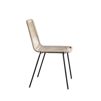 Chaise empilable sans accoudoirs, structure métallique avec rotin tressé, chaise de salle à manger pour la maison, l'hôtel, l'extérieur, par Rachel Natalie
