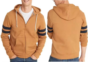 เสื้อฮู้ดผู้ชายคุณภาพดีราคาส่ง สีพื้น ผ้าถักเนื้อนุ่ม กันลม สไตล์ฮิปฮอป ใส่ได้ในฤดูใบไม้ร่วง สีส้ม ซิปยาว - Product Image 5